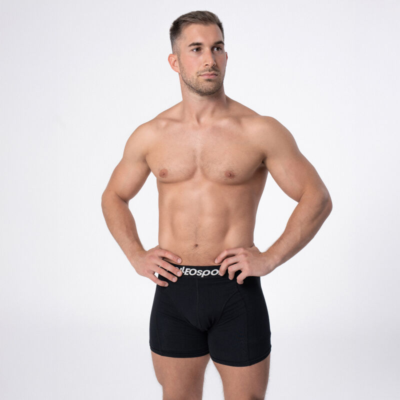 Polleo Men's Prime Essential Boxer Briefs, 2 Pack, Black 